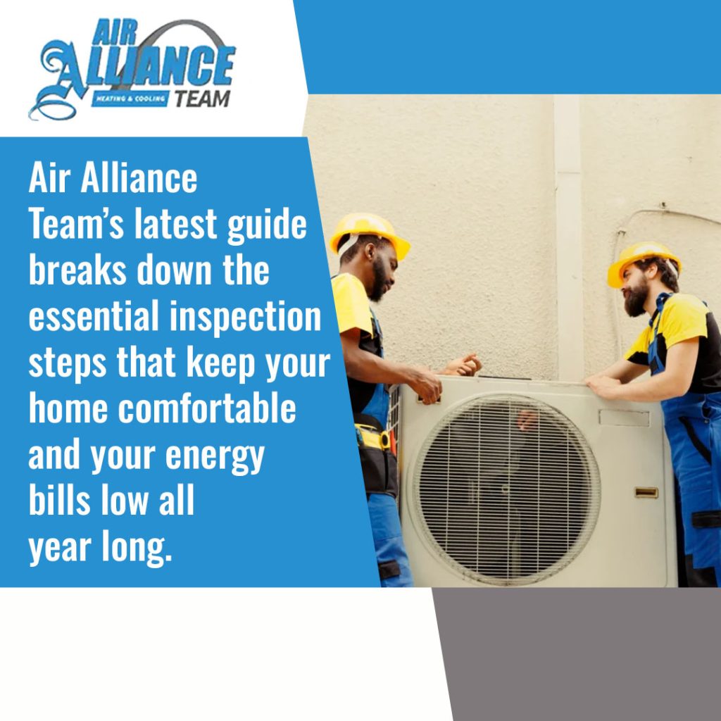 HVAC technicians servicing outdoor air conditioning unit during routine maintenance to improve system performance and reduce energy costs