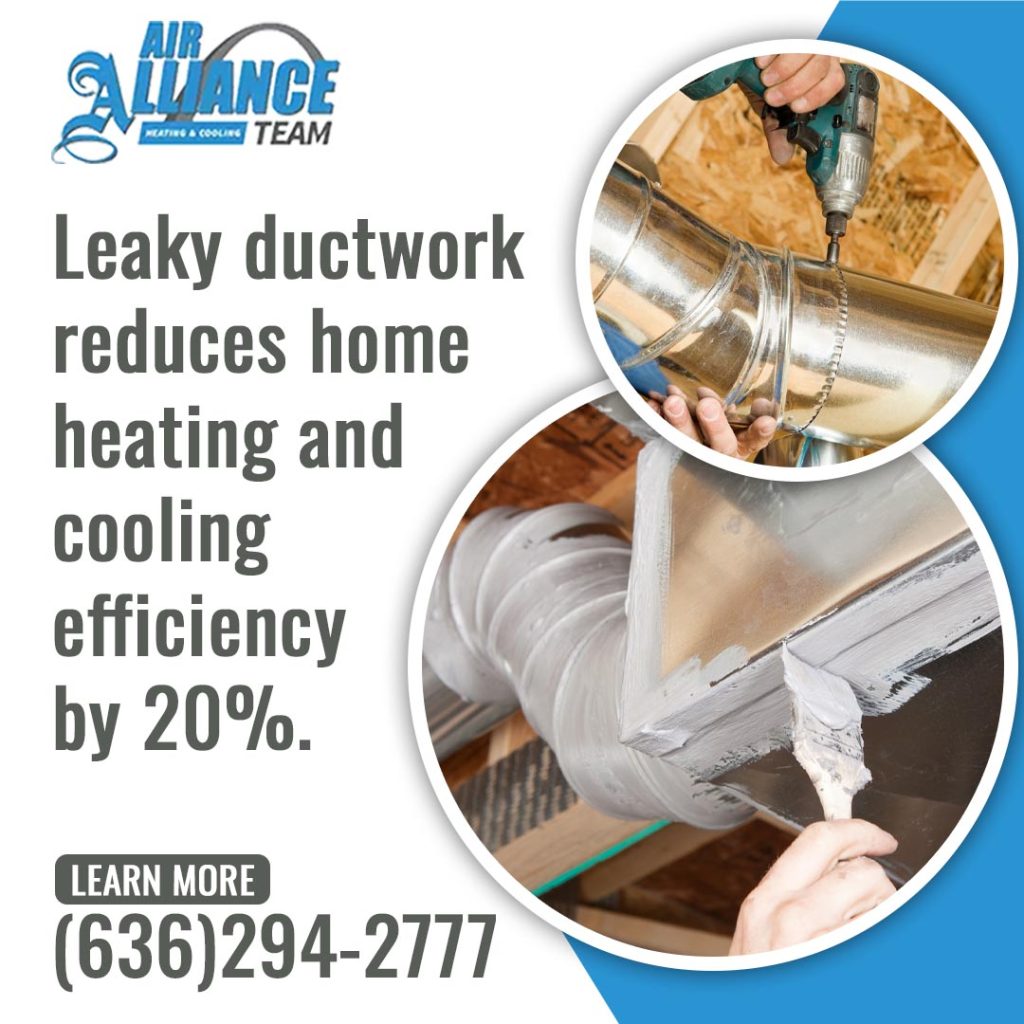 Technician applying sealant mastic paste to HVAC ductwork joints to improve heating and cooling efficiency.